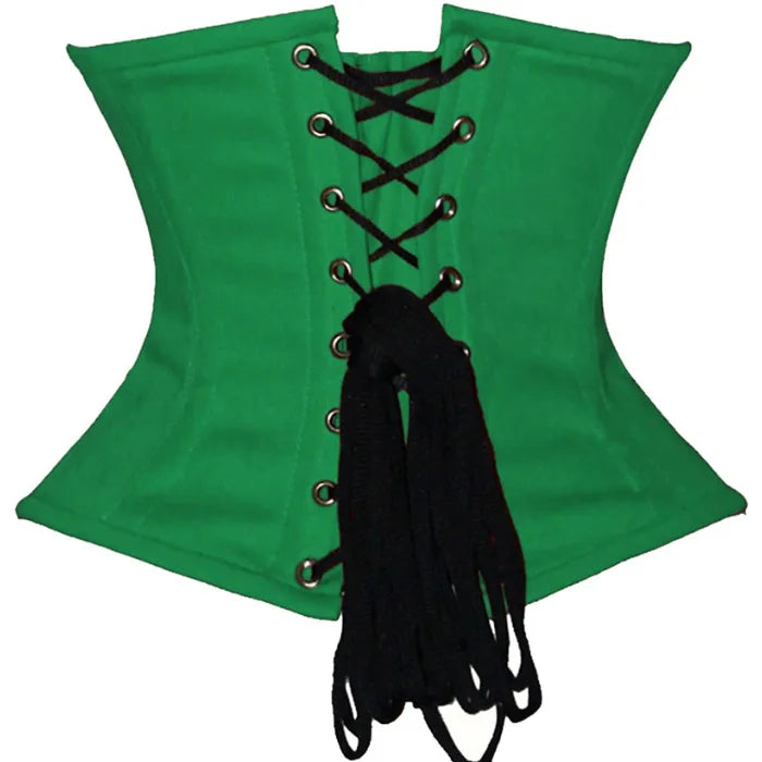 Green Cotton Double Steel Boned Underbust Waist Training Corset