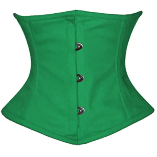 Green Cotton Double Steel Boned Underbust Waist Training Corset