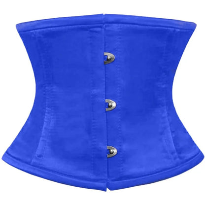 Blue Satin Double Steel Boned Underbust Waist Training Corset