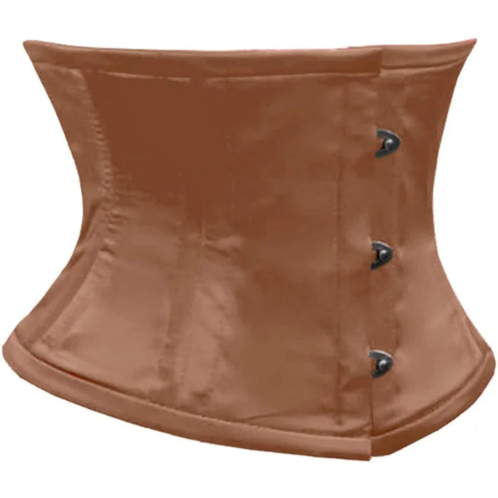 Brown Satin Double Steel Boned Underbust Waist Training Corset