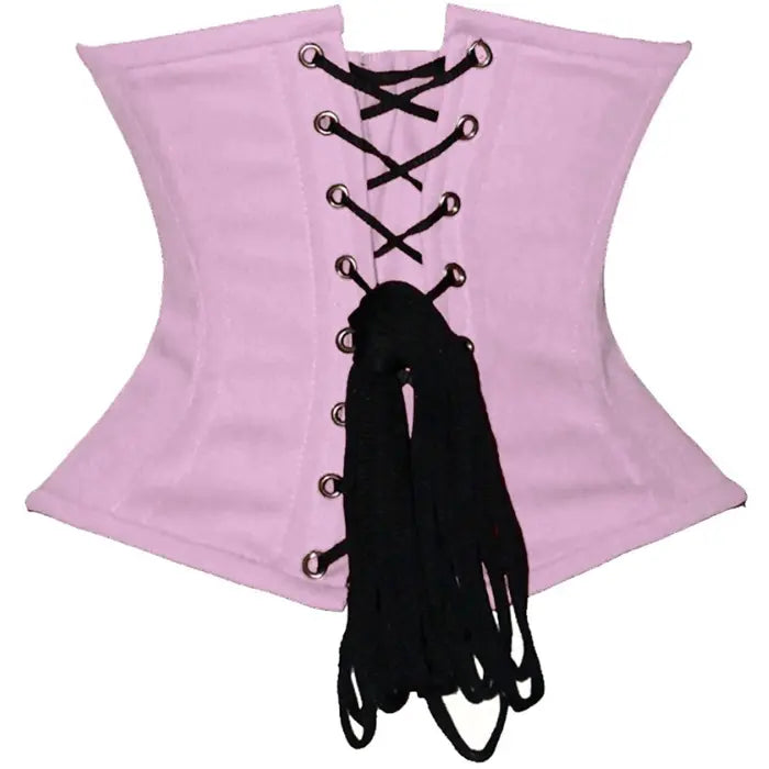 Pink Cotton Double Steel Boned Underbust Waist Taming Corset