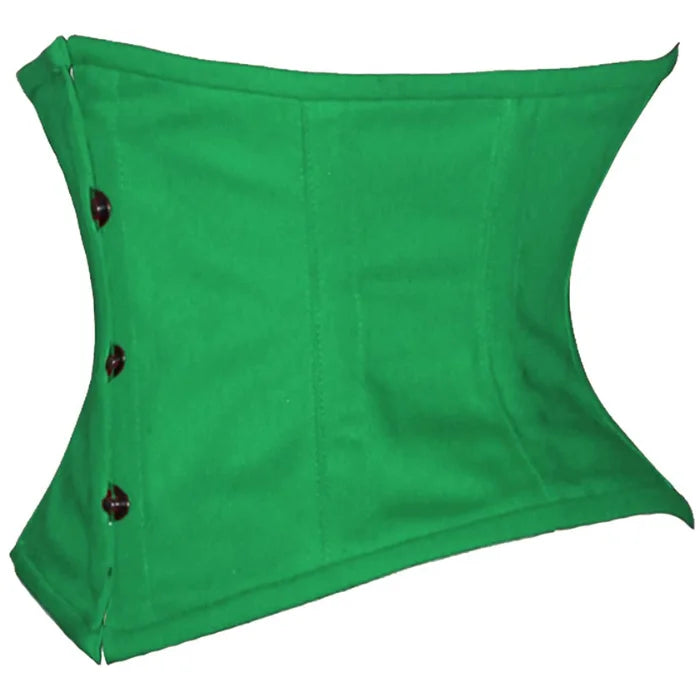 Green Cotton Double Steel Boned Underbust Waist Training Corset