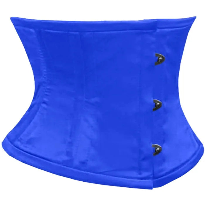 Blue Satin Double Steel Boned Underbust Waist Training Corset