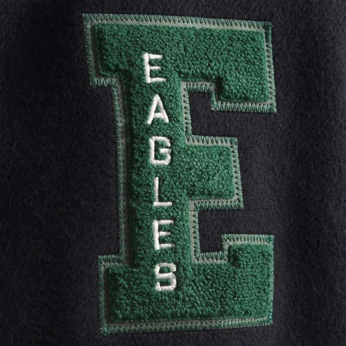 Green 'EAGLES' patch on a black background