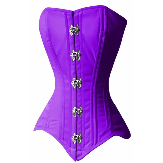 Heavy Duty 26 Double Steel Boned Waist Training Cotton Overbust Tight Shaper Purple Corset