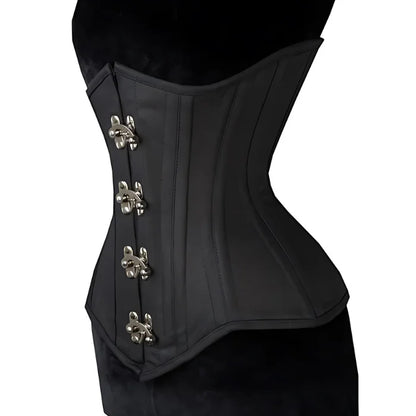 BLACK COTTON LONGLINE EXTREME WAIST CLASP CORSET