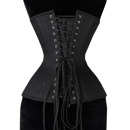 BLACK COTTON LONGLINE EXTREME WAIST CLASP CORSET