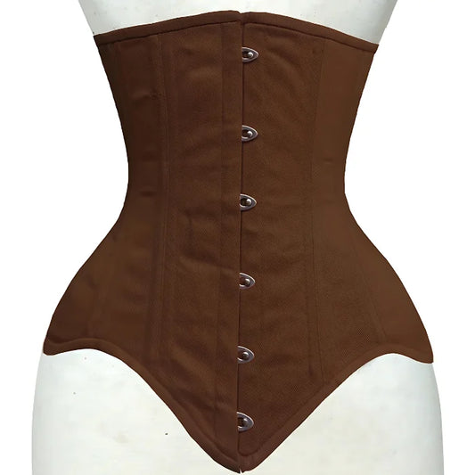 Overbust corset Double Steel Boned Waist Training Cotton Green Corset