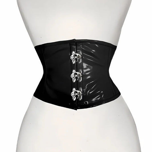 Black Heavy Duty Under Bust Steel Boned Waist Trainer Claps Fastening Corset