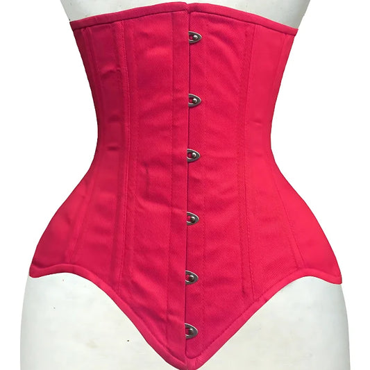 Overbust corset Double Steel Boned Waist Training Cotton Hot Pink corset