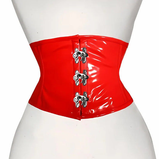 Red Heavy Duty Under Bust Steel Boned Waist Trainer Claps Fastening Corset