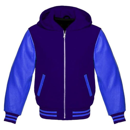 BLUE VARSITY ZIPPER HOODIE