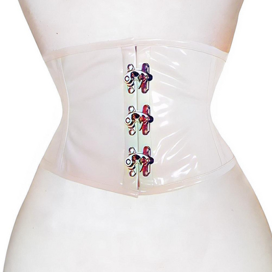 White Heavy Duty Under Bust Steel Boned Waist Trainer Claps Fastening Corset