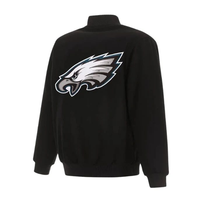 Varsity Philadelphia Eagles Black Wool Jacket Back Side