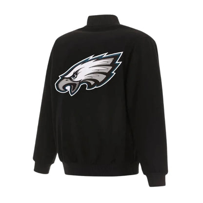Varsity Philadelphia Eagles Black Wool Jacket Back Side