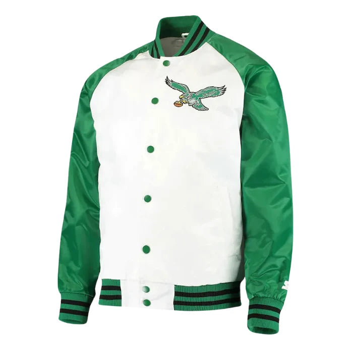 White and Kelly Green Philadelphia Eagles Clean Up Throwback Jacket