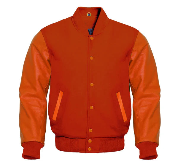 Women Orange And Red Varsity Jacket