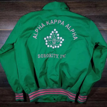 Womens Alpha Kappa Alpha Sorority Canvas Varsity Jacket Back Side