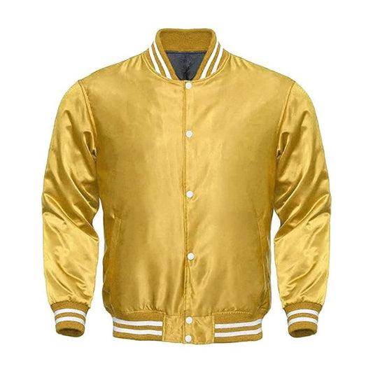 Yellow Satin Varsity Jacket
