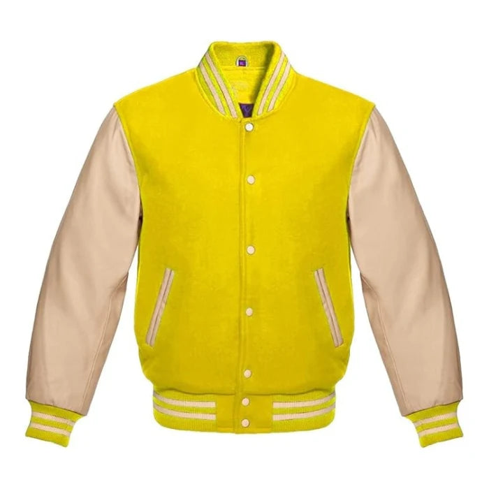 Yellow and Cream Varsity Jacket
