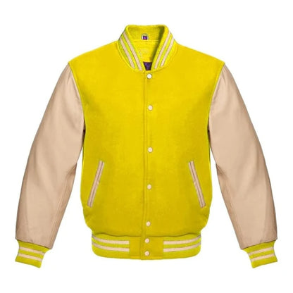 Yellow and Cream Varsity Jacket