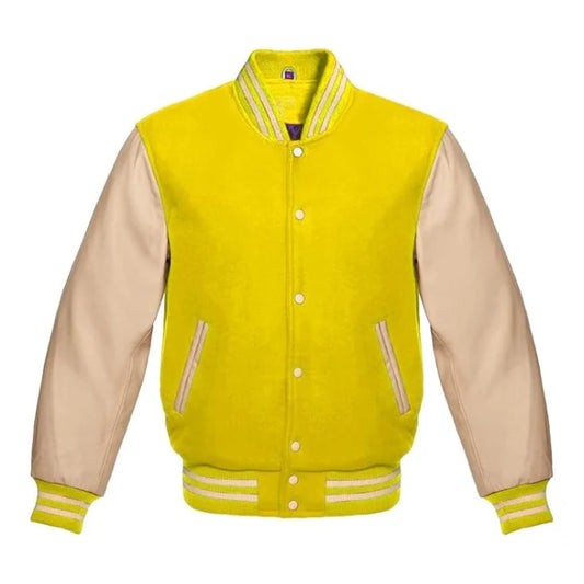 Yellow and Cream Varsity Jacket