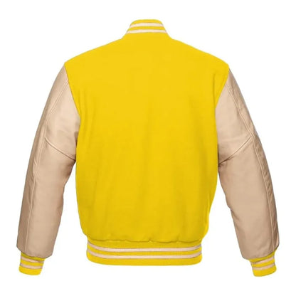 Yellow and Cream Varsity Jacket Back Side