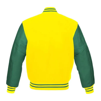Yellow and Green Varsity Jacket Back Side