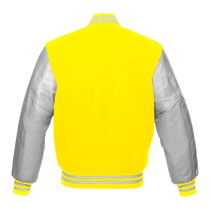 Yellow and Silver Varsity Jacket Back Side