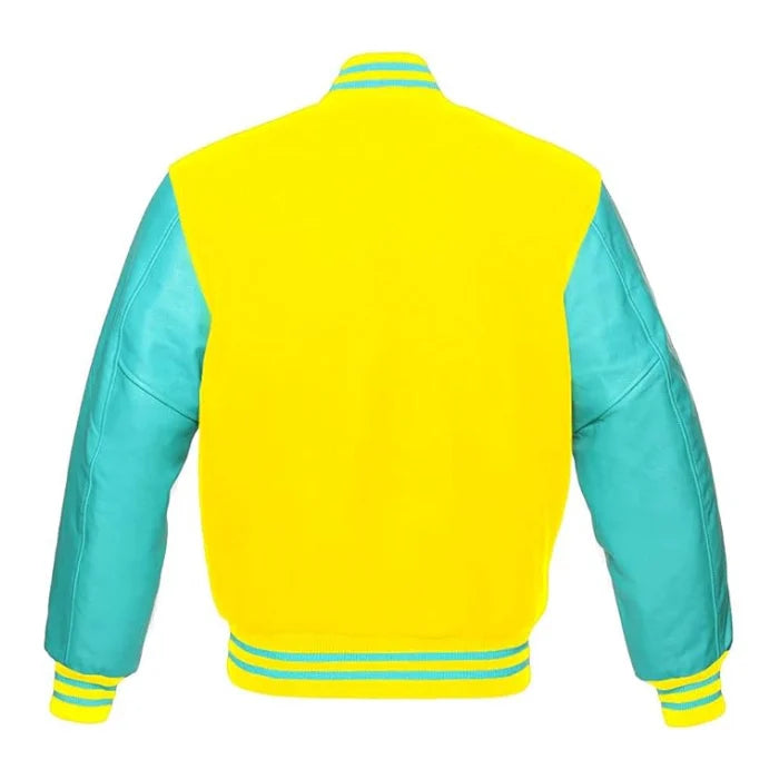 Yellow and Tiffany Varsity Jacket Back Side
