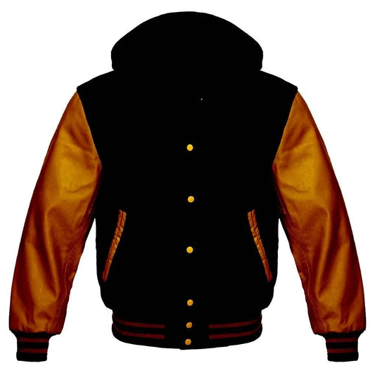 Brown and Black Varsity Hoodie Jacket