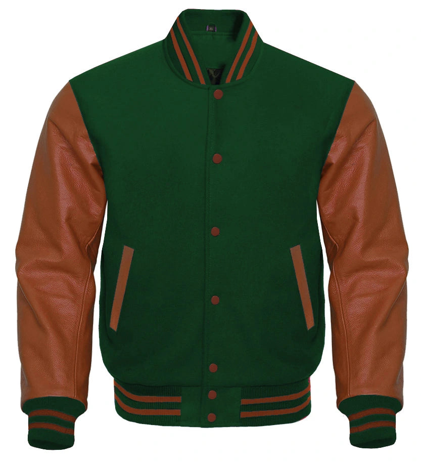 Brown and Forest Green Varsity Jacket