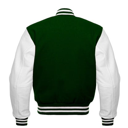 WHITE FOREST GREEN VARSITY JACKET FOR KIDS