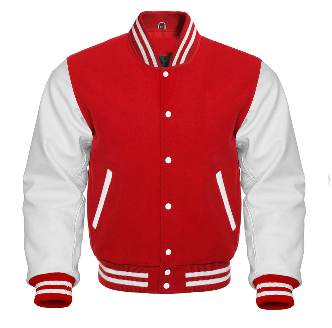 White and Red Varsity Jacket for Kids