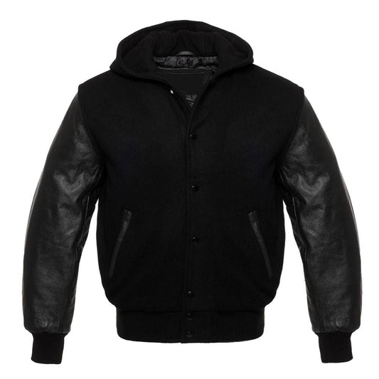 Black Varsity Hoodie Jacket